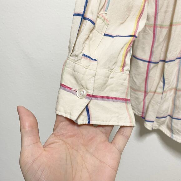 Jach's Girlfriend Cream Multicolor Checkered Buttondown - Picture 4 of 8